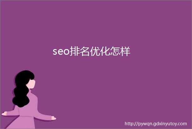 seo排名优化怎样