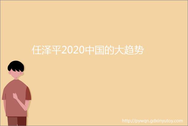 任泽平2020中国的大趋势