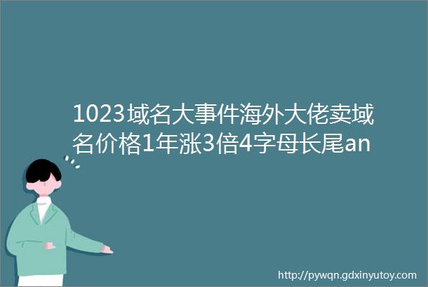 1023域名大事件海外大佬卖域名价格1年涨3倍4字母长尾anjucomcn竟然五位数被秒被终端收购